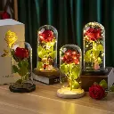 Artificial Rose Flowers Rose LED Light Foil Flower in Glass Cover Simulation Rose Flower Gifts