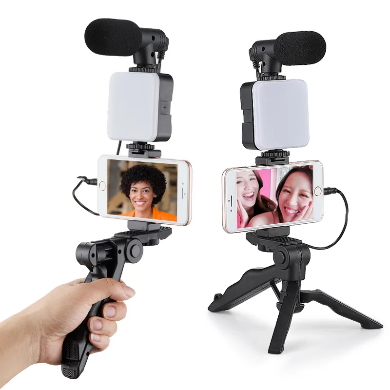 Vlogging kit for Apple mobile phone tripod 36 led fill light and mini microphone for live stream, video TikTok YouTube